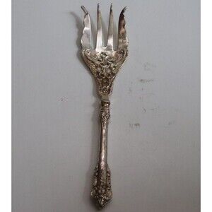 Vintage‎ Silver Serving Fork Made In India Ornate
